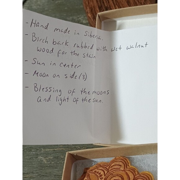 Russian Birch Bark Barrette Moon Sun Made In Siberia New - Picture 5 of 7